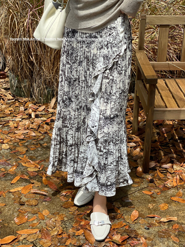 New in autumn! [YOOMINI] French retro floral ruffle skirt Q16166-K# WPL