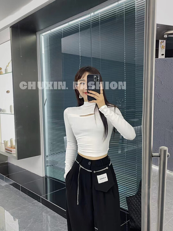 Autumn is new! [C.X original heart] Korean version of the elastic and chic hollow shirt 6589# WTT