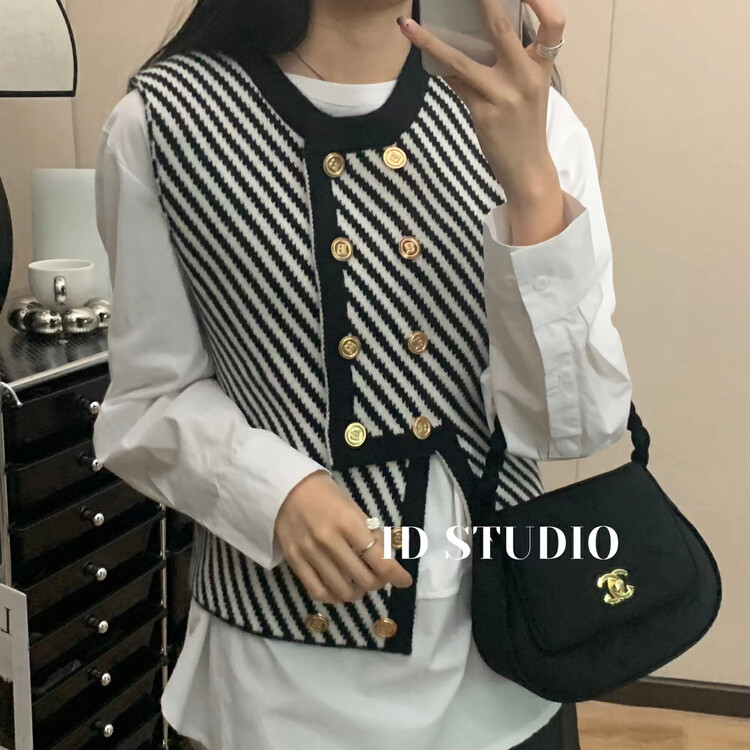 New in autumn! [I-D] Korean Versatile Small Fragrance Vest 3179# L