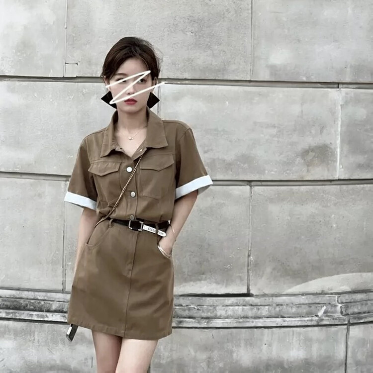 【KIKI STUDIO】Korean Fashion Casual Color Contrast Dress (with Belt) 6224# HJY