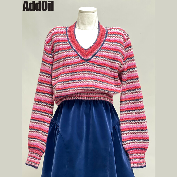New in autumn! [ADDOIL] Colorful retro versatile warm sweater 6156-1# ZXL