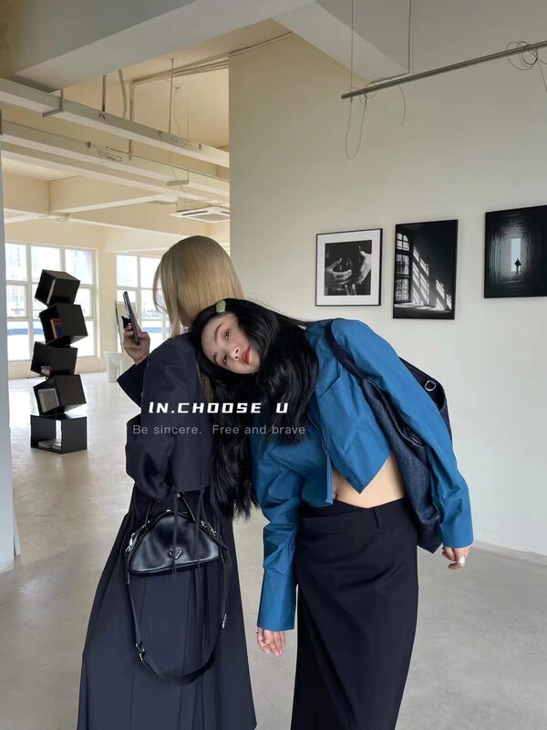 Early autumn new [IN.CHOOSE U] double-pocket shoulder pad short shirt 67270# CQW