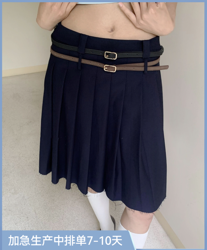 Autumn is new! [Timely rain] Korean style ins retro design high waist pleated skirt B1759# WPL