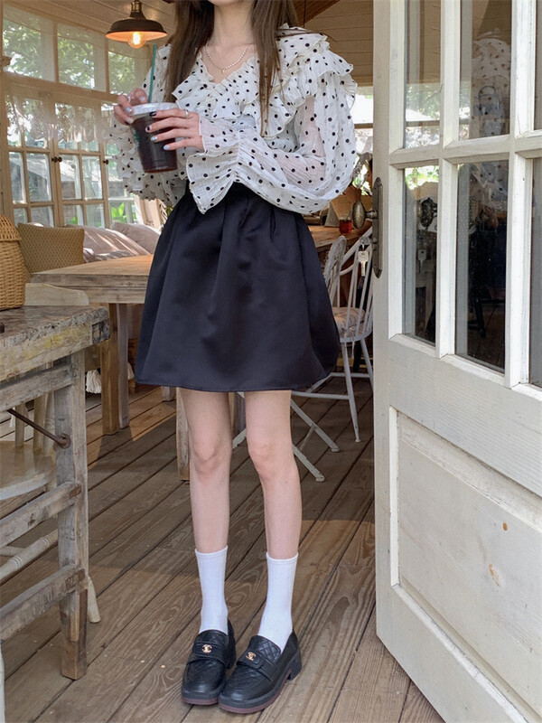 New in early autumn! [Timely rain] Korean style ins retro design skirt 55721# WPL