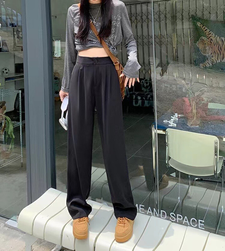 New in early autumn!【KIKI STUDIO】Korean version all-match wide-leg trousers 6390# HJY