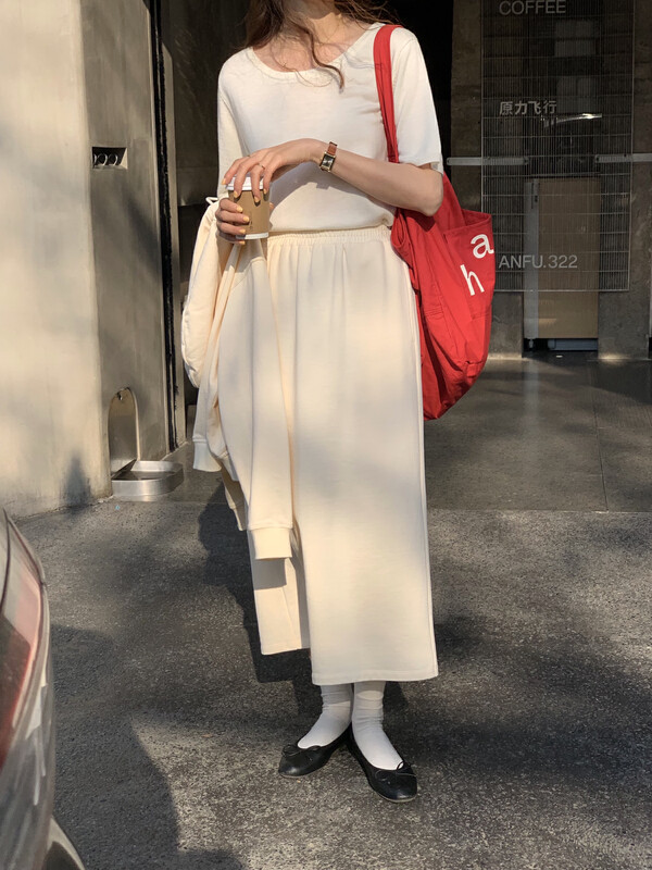 New in early spring!  【T.G】Simple and clean mid-length skirt 16690t# CLS