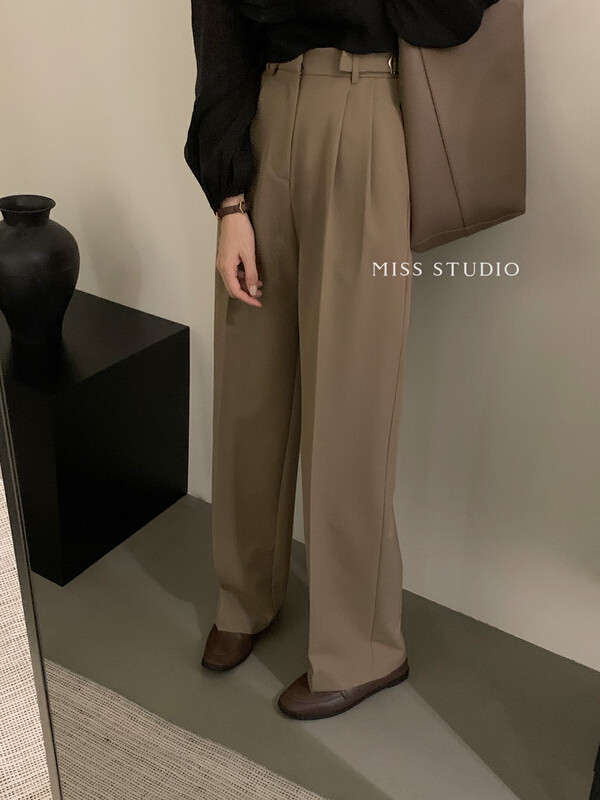 【MISS】Korean style casual all-match trousers with side buckles on both sides W166