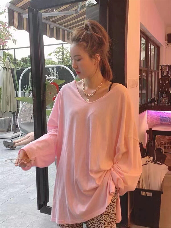 New in early autumn! [N] Korean version solid color all-match long-sleeved T-shirt Q072# WTT