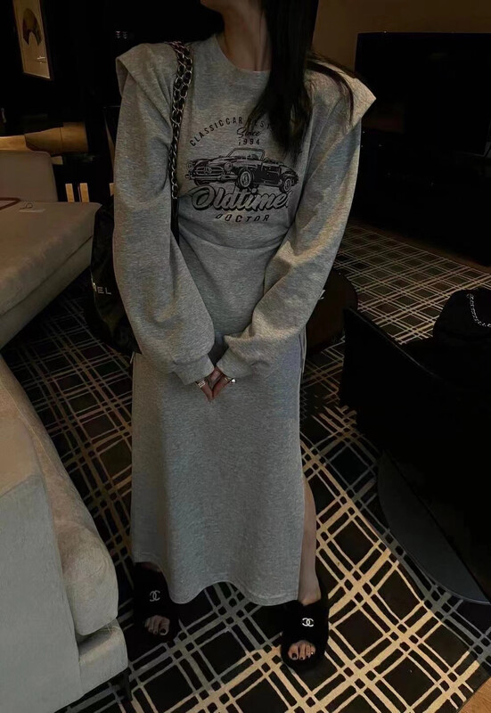 New in early autumn! [MI] Korean version of casual drawstring waist sweater dress 1279# PCZ