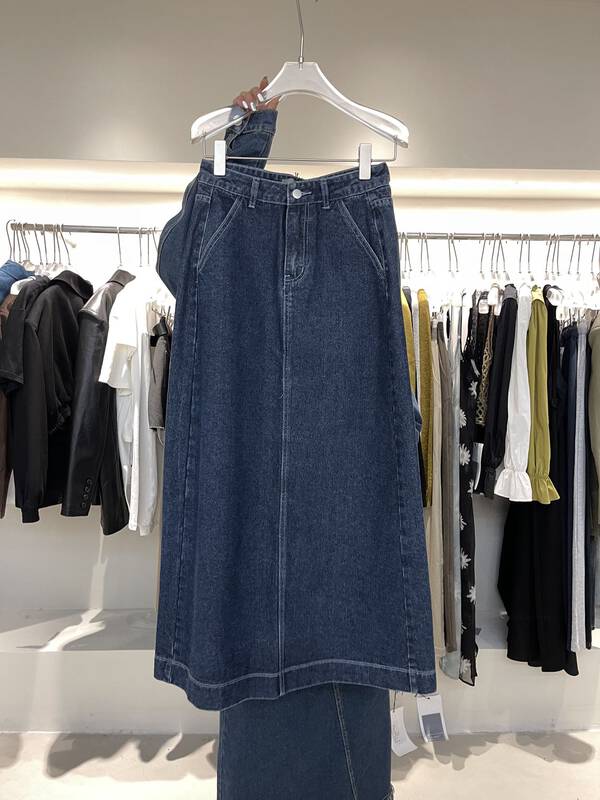 【IN.CHOOSE U】Simple and elegant a-line denim skirt 67292# CQW