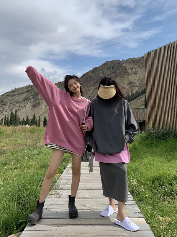 [11AN] Fresh Age-reducing Letter Print Pullover Sweater A6975