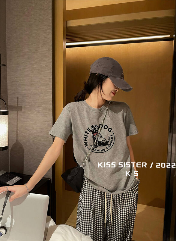 [KISS SISTER] Personalized pattern casual round neck short-sleeved T-shirt 22Y9662