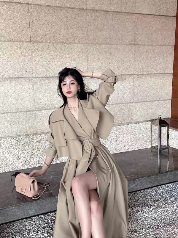 Autumn is new! [KIKI STUDIO] Korean version of the waist vest dress + fashionable short coat suit (with belt + cuff) 6616# HJY