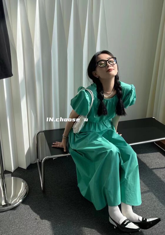 【IN.CHOOSE U】Temperament Puff Sleeve Show Waist Dress 67268# CQW