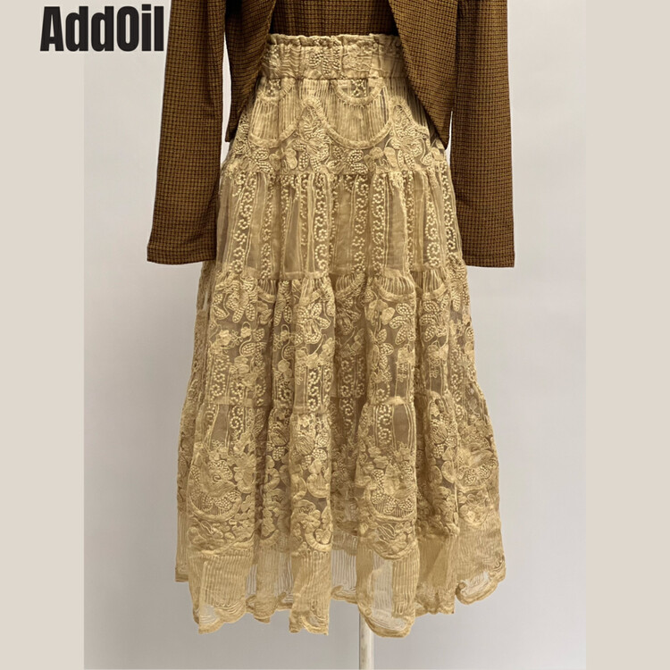 New in autumn! [ADDOIL] elastic waist thin lace skirt 2053-1# ZXL
