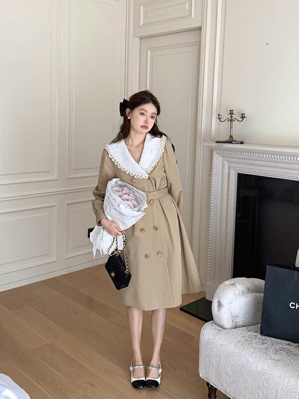 Autumn is new!【KIKI STUDIO】Korean fashion big lapel trench coat 6625# HJY