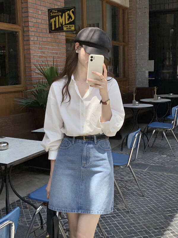 New in early autumn!【T.G】Korean fashion A-line all-match skirt 17798# CLS