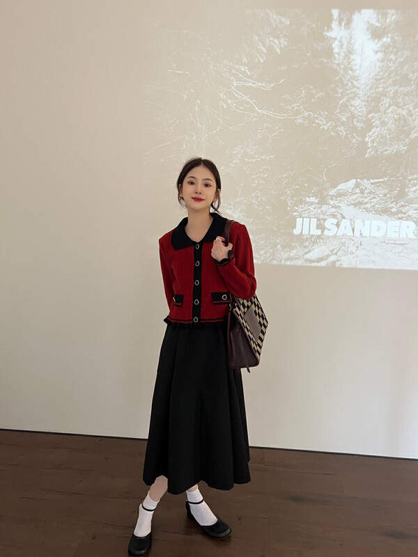 New in autumn! [FEIMAO (YIMAO)] Korean version of the color-blocking long-sleeved color-blocking warm sweater Z-3035# LSL