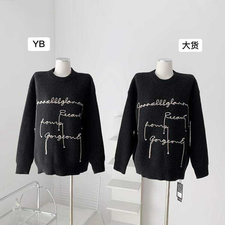New in autumn! [KAKAJIA] Letters Lazy Wind Retro Western Warm Sweater 2612# OZQ