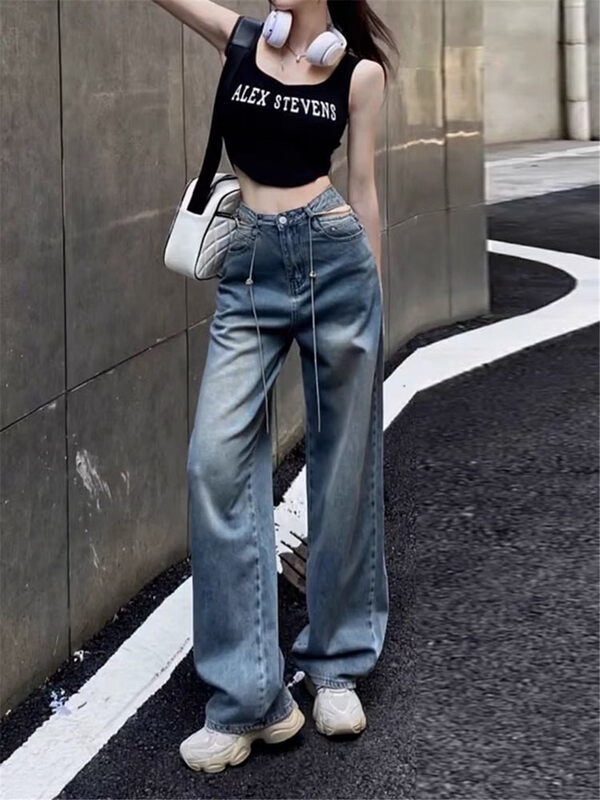 New in autumn! [Yayiro] High-waisted straight-leg wide-leg jeans 2718# GYJ