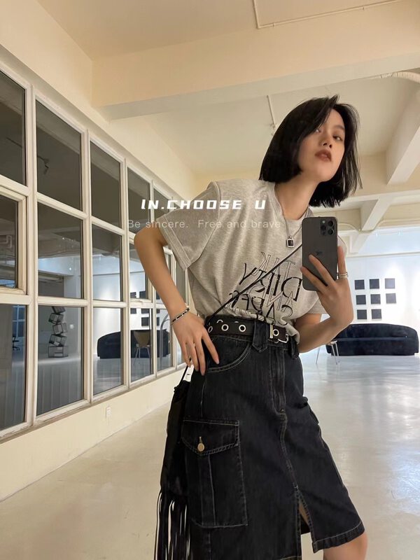 【IN.CHOOSE U】Korean Casual All-match Workwear Pants Denim Skirt 69505# CQW