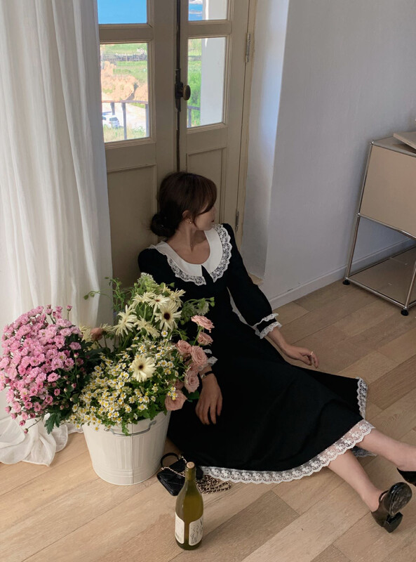 New in early autumn! [VIVISTYPE] French retro lace top + fashion skirt suit 7786# HJY