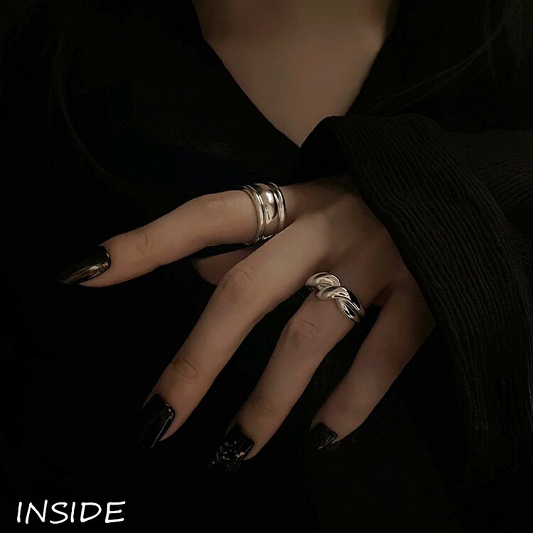 [INSIDE] Korean exquisite minimalist arc twist fashionable open adjustable ring (with box random) (two packs) J3554# ZXL