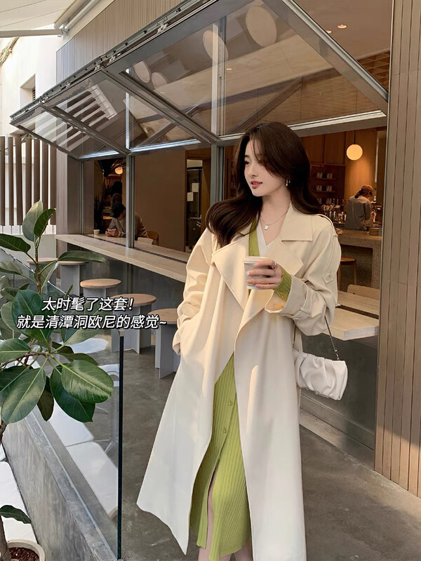 New in autumn! [FEIMAO (YIMAO)] Korean style mid-length windbreaker (with detachable cuff belt) Z-4516# LSL