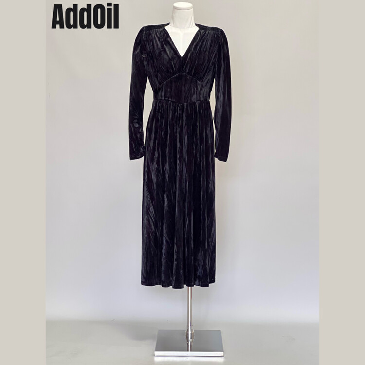 New Autumn!【ADDOIL】Vintage Velvet Versatile Dress 8135-1# ZXL