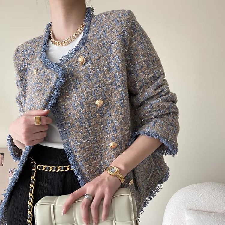 Autumn is new!【KIKI STUDIO】Fashionable temperament small fragrance short coat 6618# HJY