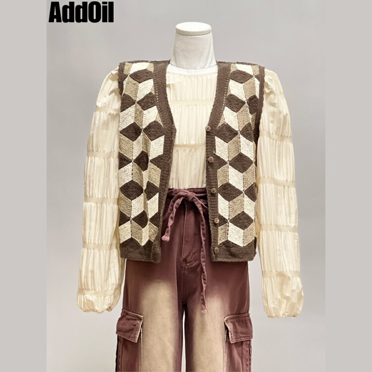 New in autumn!【ADDOIL】Lingge hook flower loose vest 29-17# ZXL