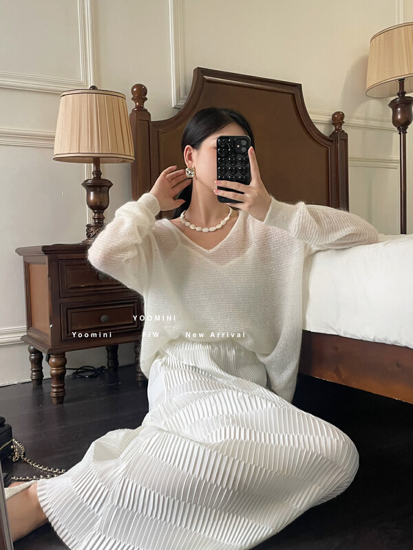 New in autumn! [YOOMINI] round neck all-match knitted sweater + comfortable inner vest set Q13658-K# WPL