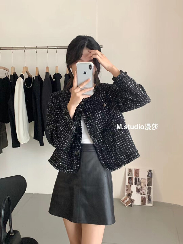 Autumn is new! [MSTUDIO Mansha] Xiaoxiang style short coat with rough edges y6959# HBX