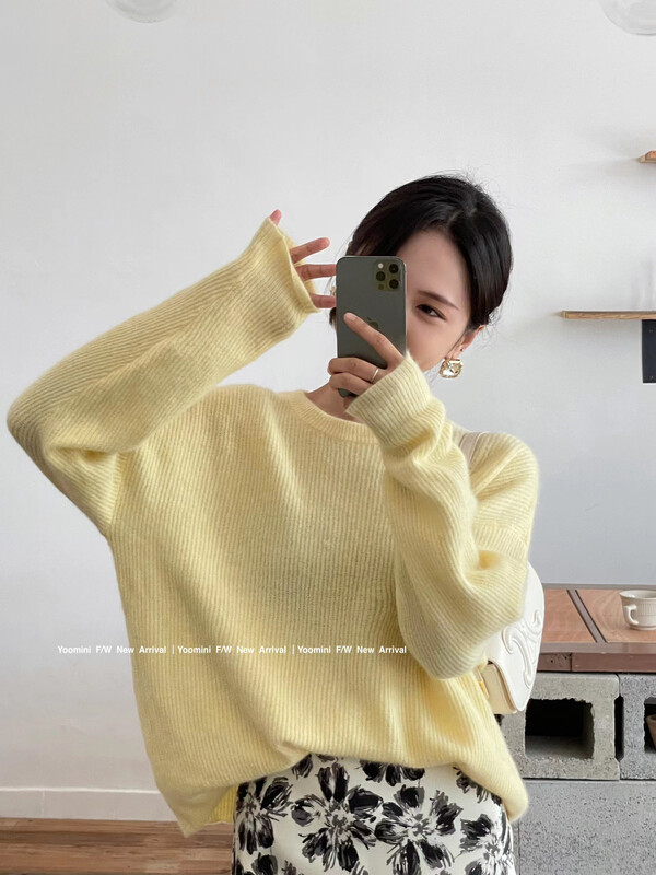 New in autumn! [YOOMINI] round neck loose all-match warm sweater Q13558-S# WPL