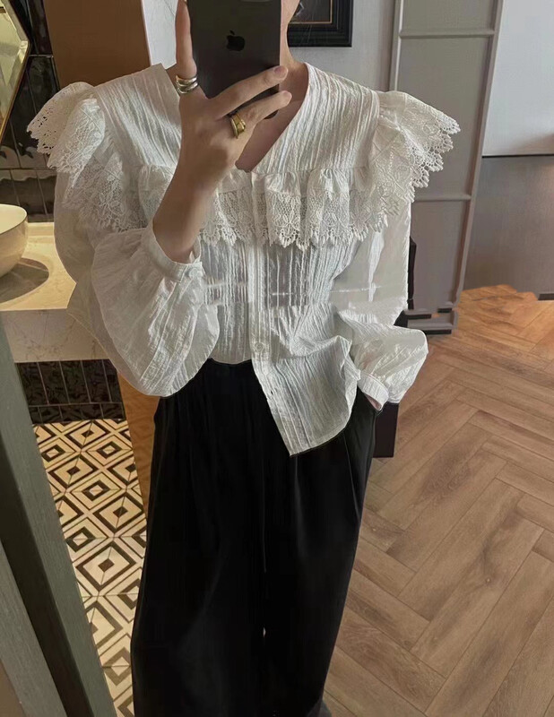[MI] Autumn style new Korean lace shirt (without necklace) 1340# PCZ