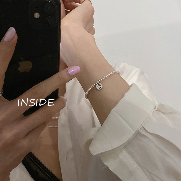 New in early autumn! [INSIDE] Japanese and Korean simple and cold love silver bead elastic bracelet (with box random) S3465# ZXL