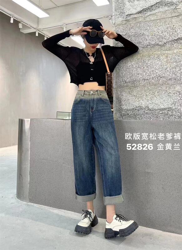 New in autumn! [OKD] Personalized gradient design loose jeans 52826# GY