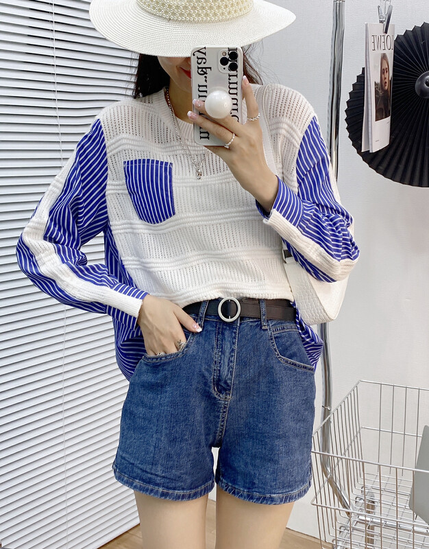 New in early autumn! [I-D] Korean style loose stitching shirt YS3066# L