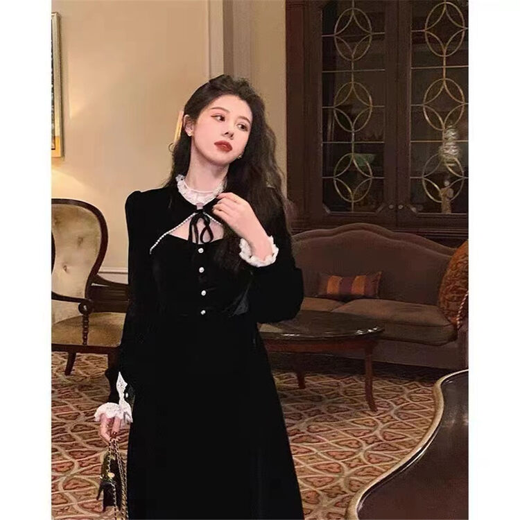 Autumn is new!【N】Korean velvet all-match dress Q264# WTT