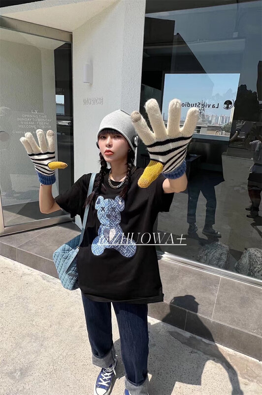 New in autumn! [Strictly selected by buyers - Zhuowa] cartoon bear print loose ins short-sleeved T-shirt 2256# CL