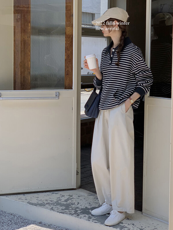 【T.G】Korean Simple Loose Straight Neat Versatile Temperament Trousers 17770# CLS
