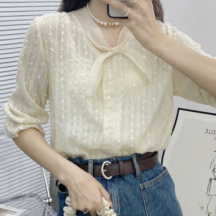 【I-D】Korean Lace Streamer Shirt 88029# L