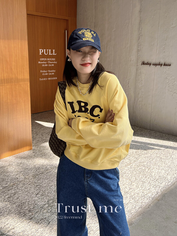 【TRUSTME】Korean version of simple commuter letter sweater 40197