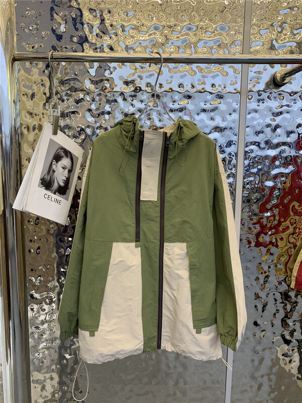 Autumn is new! [Yayiro] Color-blocking niche hooded trench coat 6962# GYJ