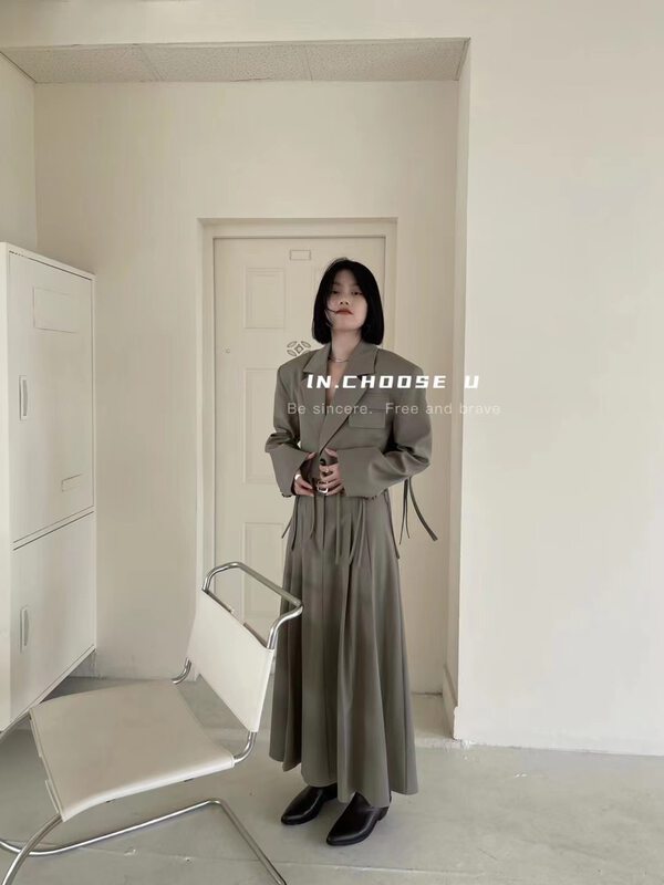 Early autumn new [IN.CHOOSE U] fringed short suit + skirt suit (suit one size, skirt sml) 66301# CQW