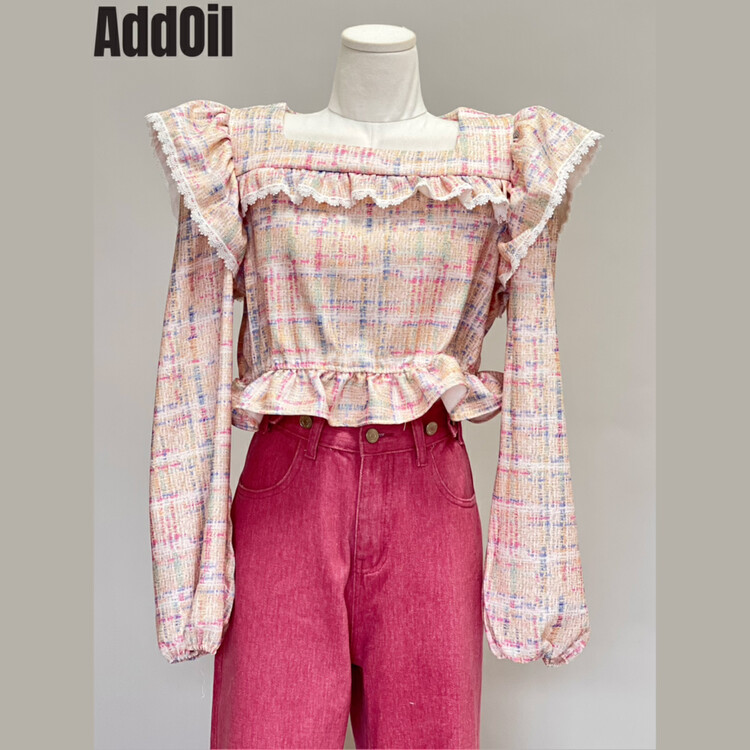 Autumn is new! [ADDOIL] Retro lace stitching small shirt (only small shirts are sold) 2193# ZXL