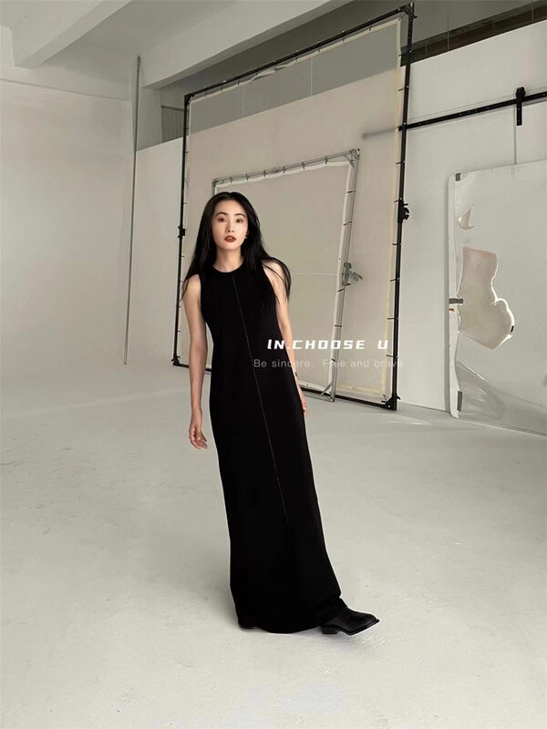 New in early autumn!【IN.CHOOSE U】Solid color design long vest dress 69397# CQW