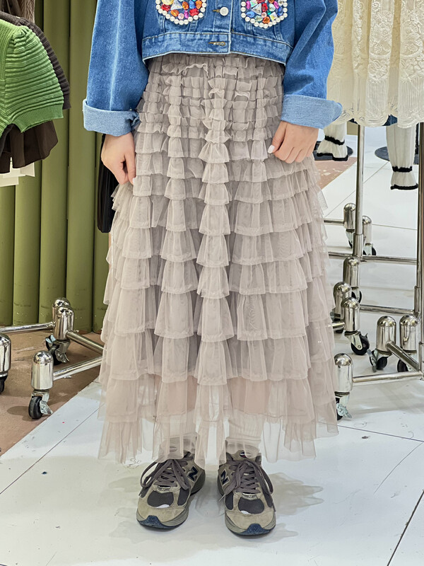 New in autumn! [ADDOIL] Elastic Waist Layered Cake Skirt 079-1# ZXL