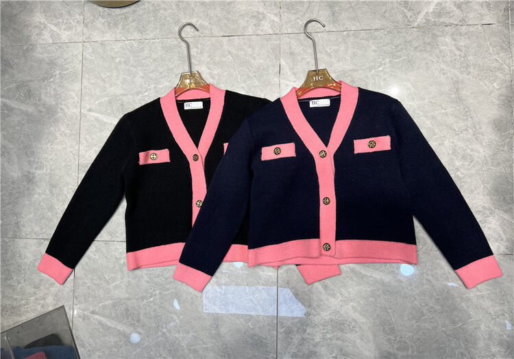 Autumn is new! [Korean C home] Xiaoxiangfeng contrast color knitted cardigan 0398# PCZ