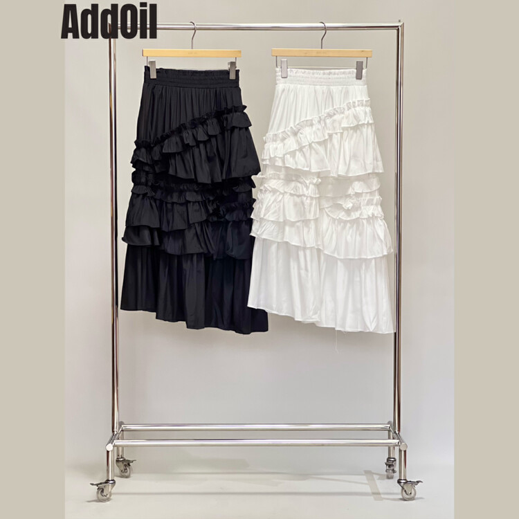 New in autumn! [ADDOIL] Irregular skirt with elastic waist and ruffles 2972# ZXL